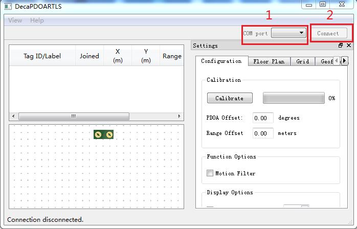 打開PDOA定位顯示軟件,選擇SKU611的串口.jpg 打開PDOA定位顯示軟件,選擇SKU611的串口.jpg